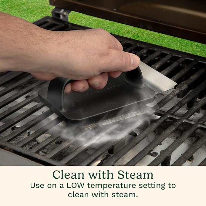 Cuisinart 5-Piece Grill & Griddle Scrubber Set, Bristle Free Stainless Steel 3 Steam Cleaning Sponges with Water Tray, Perfect for Grill & Griddle Cleaning Easy Stain Remover, BBQ & Camping Tool