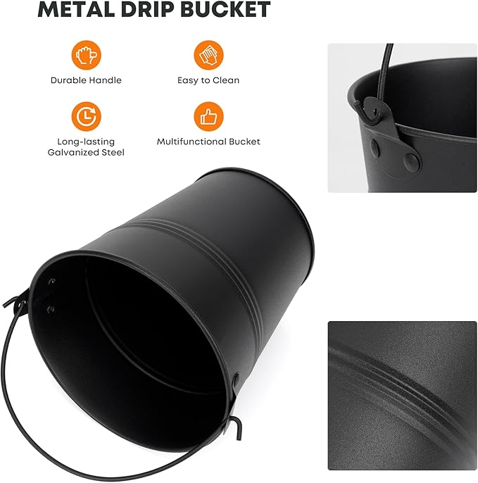Stanbroil Grill Grease Bucket and 20-Pack Bucket Liners for Traeger 20/22/34 Series, Pit Boss Camp Chef, Oklahoma Joe Rec Tec, Z Grill, Black