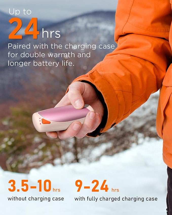 Hand Warmers Rechargeable with Charge Case, 2 Packs 14,000mAh Electric Hand Warmer Battery Powered Dual Sided Reusable Long Battery Life Portable Pocket Heater Gifts for Men Women Golf, Hunting Gear