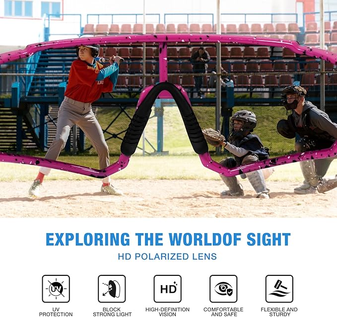 RIVBOS Youth Baseball Sunglasses for Kids(Boys&Girls) Polarized UV Protection Cycling Glasses RYS008