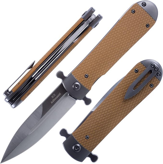 GANZO Adimanti Samson-BR Pocket Folding Knife D2 Steel Blade Anti-Slip G10 Handle with Clip Hunting Fishing Camping Outdoor EDC Pocket Knife (Brown)