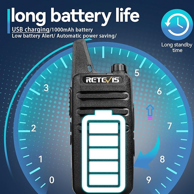 Retevis RT22 Walkie Talkies Rechargeable Hands Free 2 Way Radios Two-Way Radio(6 Pack) with 6 Way Multi Gang Charger