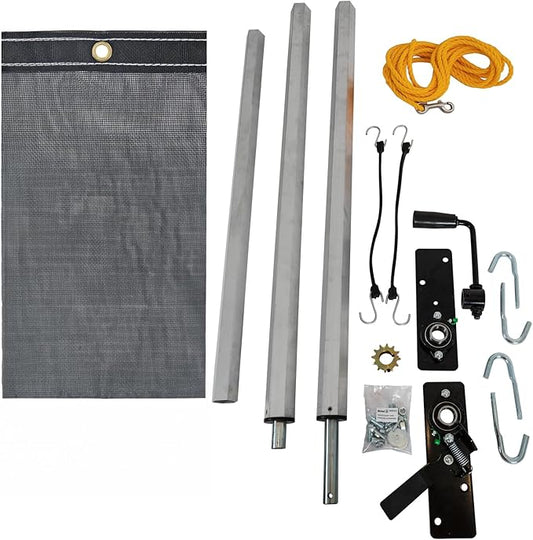 Buyers Products DTR5012 Manual Aluminum Tarp System, 5 FT x 12 FT Mesh Tarp, Without Deflector, Dump Body Tarp Kit, Dump Trailer Accessories, Dump Body Accessories