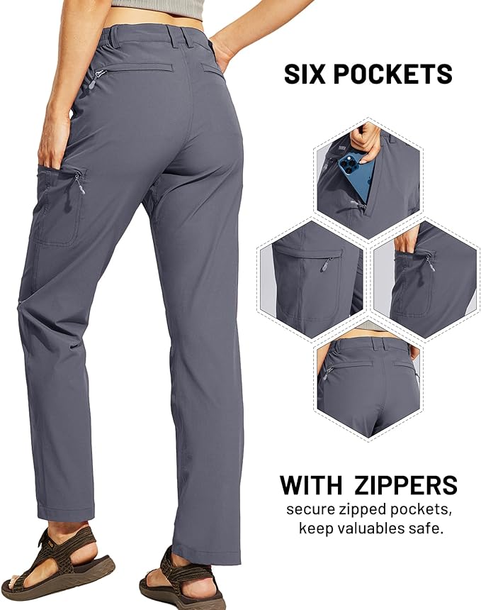 MIER Women's Quick Dry Cargo Pants Lightweight Tactical Hiking Pants with 6 Pockets, Stretchy and Water-Resistant