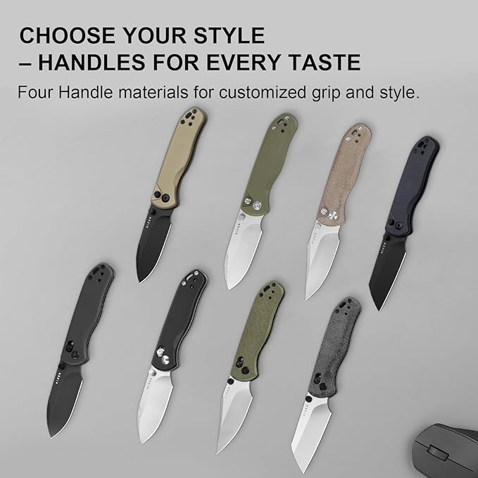Kizer Drop Bear 2 Pocket Knife, 2.84" AEB-L Drop Point Blade Folding Knife with Black G10 Handle, Clutch Lock EDC Knives with Jimping on Spine for Men Women V3619.2KD1