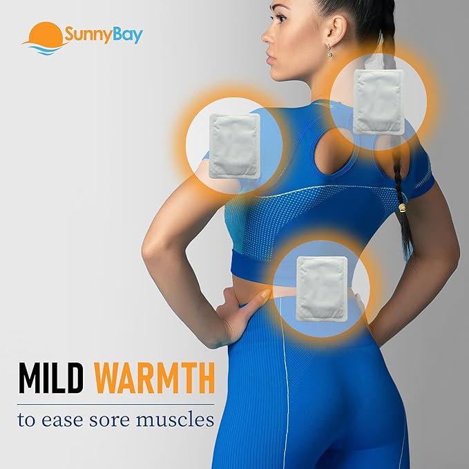 SunnyBay Adhesive Disposable Warming Patches for Back, Neck, Hand, Body, Natural Heat, Ideal for Outdoor Activities: Skiing, Hiking, Hunting, On-The-Go Heat, 2.5x3 Inches, 40 Count