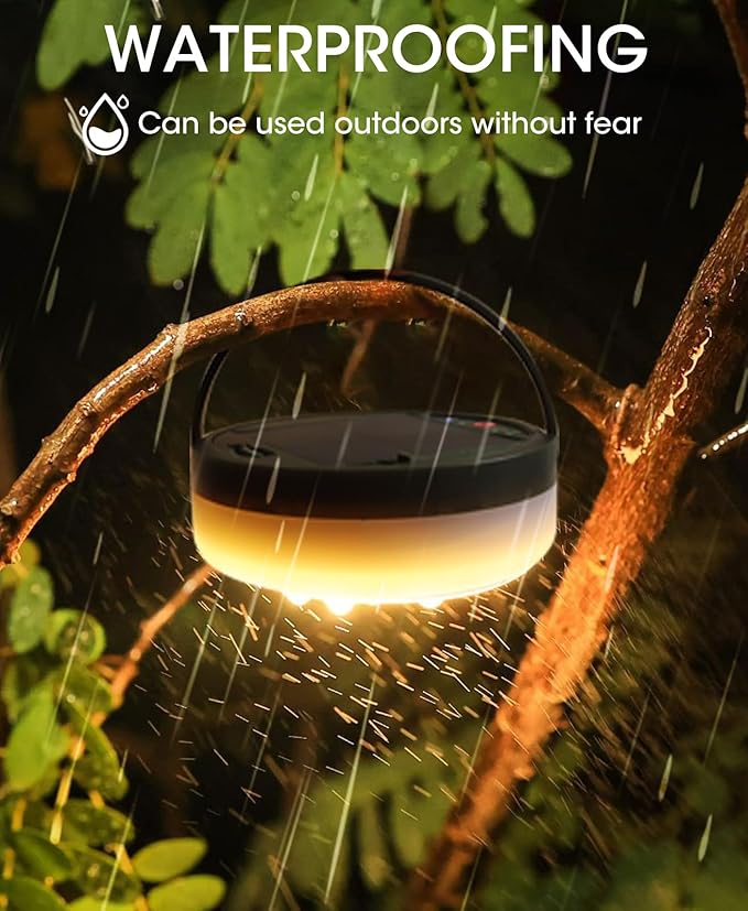 Solar Camping String Lights , 2 in 1 Multi-Color Outdoor String Lights with 8 Lighting Modes(39.4Ft), Solar Power and USB Rechargeable , Waterproof Portable Camping Lights for Hiking Yard