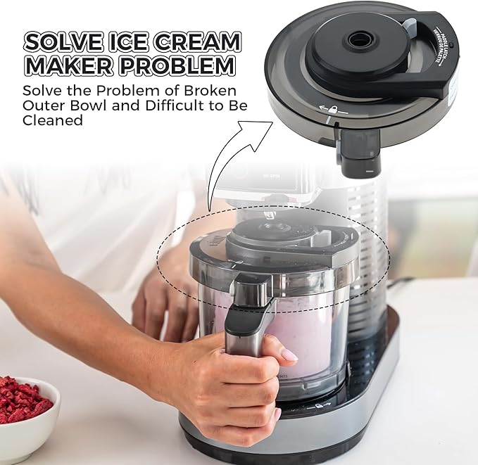 Outer Bowl Lid Compatible with Ninja Ice Cream Maker NC299AMZ, NC301, NC300, CN305A, CN301CO Series, Replacement for Ninja Creami Accessories (NO Paddle)