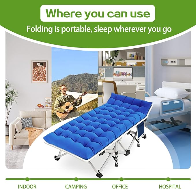 Camping Cots 2 Pack Sleeping Bed with Comfortable Mat Cots for Sleeping with Pad Heavy Duty Folding Cot 2 Person Sleeping Cot with Carry Bag Guest Cots for Adults Nap Vacation Outdoor Indoor Office