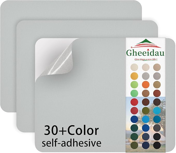 Canvas Repair Patch 9×11 Inch 3Pcs Waterproof Self-Adhesive Fabric Repair Patch for Tents,Boat Cover,Pop Up Canopy,Patio,Bags,Car Seats,Sofas,Furniture Cover(Light Grey)