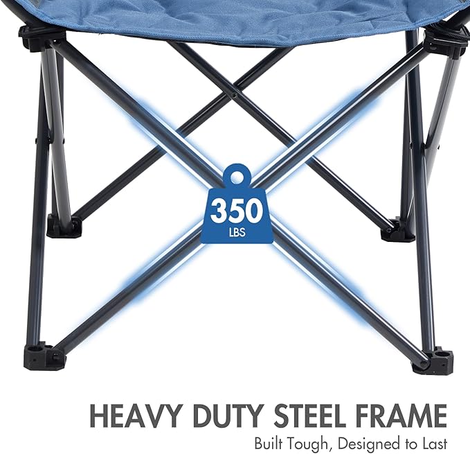 PORTAL 32In Extra Wide Camping Chair for Adults, Oversized Folding Chair with Cup Holder & Carry Bag, Heavy-Duty Outdoor Chair Supports 350 lbs, Portable for Camping, Lawn, Patio
