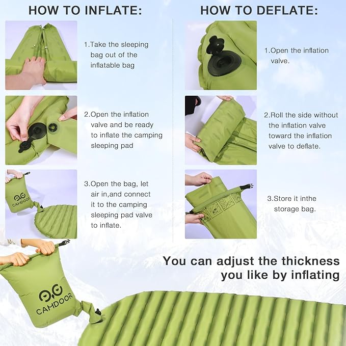 Insulated Sleeping Pads - Lightweight Sleeping Pad for Camping, 6.8 R-Value Upgraded Compact Camping Air Mattress for Backpacking, Hiking