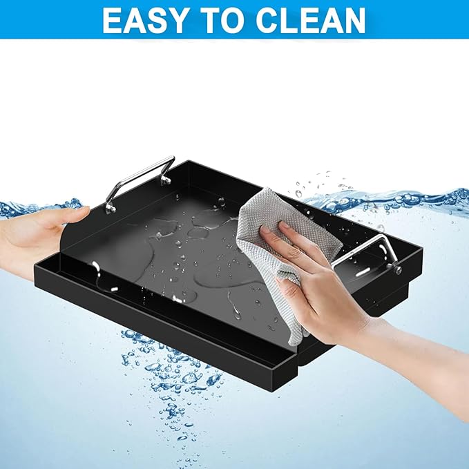 Nonstick Grill Griddle for Most Gas Grill 17" x 13" Universal Flat Top Cooking Plate Insert for Charcoal/Gas/Electric Oven with Grease Groove and Removable Handles