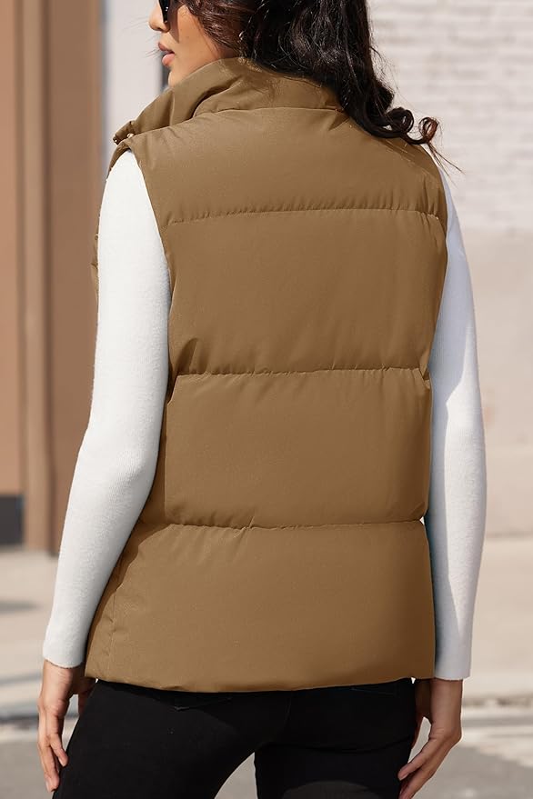 MAGCOMSEN Women's Puffer Down Vest Oversized Zip Up Outerwear Lightweight Winter Padded Gilet Jacket with Pockets
