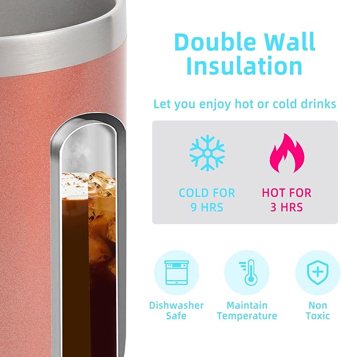 Volhoply 14oz Insulated Stainless Steel Coffee Mug with Lid Bulk 4 Pack,Double Wall Vacuum Travel Coffee Cup with Handle,Reusable Metal Cups Tumbler Cup,Camping Mugs,Ideal Gifts(Mix,4)
