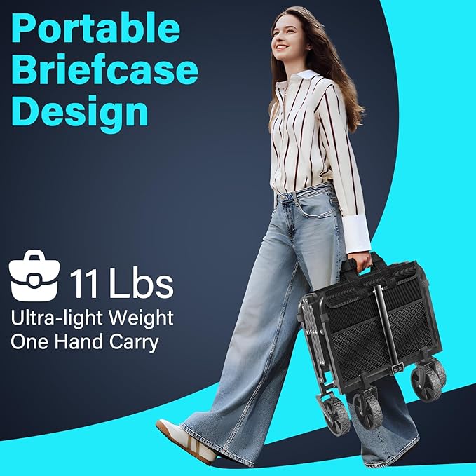 ARTIST'S DREAM Wagons carts Foldable|Collapsible Wagon with Wheels|Wagon cart with Wheels Foldable|Utility Wagon|Folding Wagon with Wheels for Sports,Garden,Shopping,Camping,Travel,Jet Black
