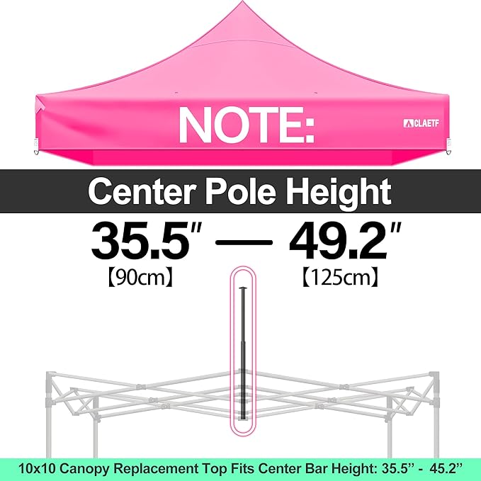 10x10 Canopy Replacement Top for Pop Up Canopy Tent - 4 Drainage Holes,10x10ft Canopy top Suitable for Most of The Standard Canopy(top only) (Pink)