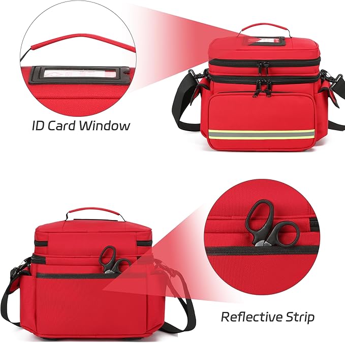 Double Layer Medical Bag Empty First Aid Bag Emergency Trauma Bag Empty, First Responder Organizer for Nurses,Home Health Care, EMT