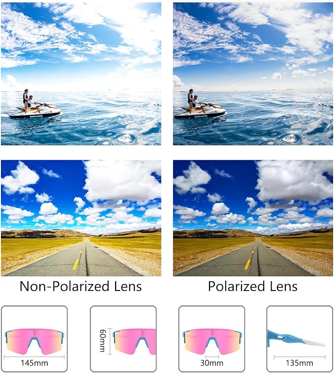 OULAIQI Cycling Sunglasses Polarized Sunglasses for Cycling Men Women with 1 Lens or 3 Interchangeable Lens Baseball Glasses