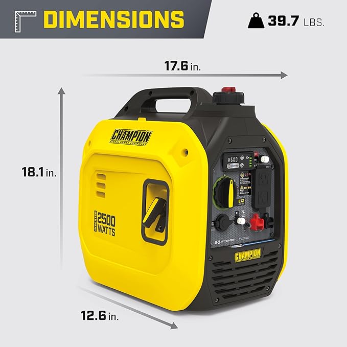 Champion Power Equipment 2500-Watt Ultralight Portable Inverter Generator with Quiet Technology and CO Shield