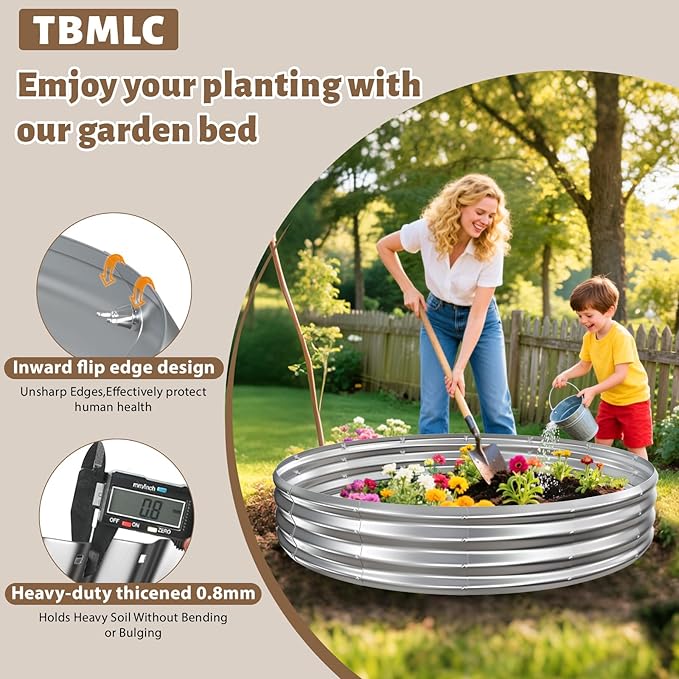 6FT Diameter Camp Fire Ring Pit, Large Round Galvanized Steel Fire Pit, Heavy Duty Steel Fire Pit Silver for Backyard, Camping, Bonfire (6x6x1FT)