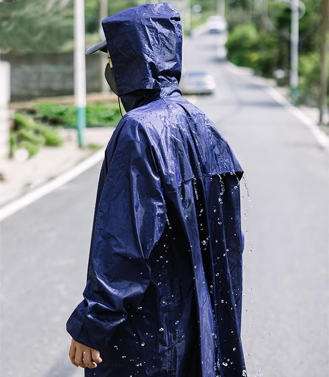 RainRider Raincoat for Men Waterproof Long Rain Jacket with Stowable Hood Lightweight Rain Gear Poncho for Unisex