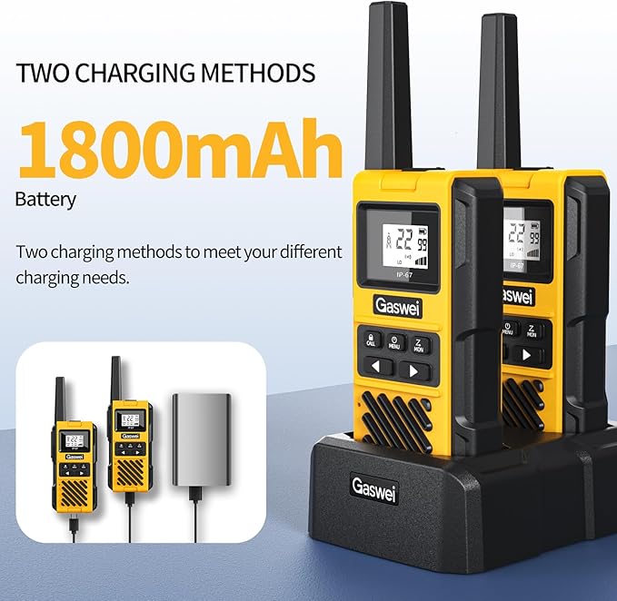 G1pro IP67 Waterproof Floating Walkie Talkies Long Range for Adults,Heavy Duty Two Way Radio,VOX,USB-C,Rechargeable Lithium Battery(4 Pack)