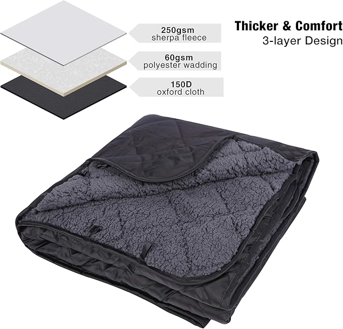 REDCAMP Large Camping Blanket with Sherpa Lining, Cold Weather Warm Outdoor Blanket Windproof for Camping Stadium, Hiking, Machine Washable (59"x 79")