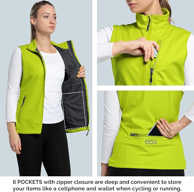 33,000ft Women's Lightweight Running Vest Outerwear with Pockets, Windproof Sleeveless Jacket for Golf Hiking Travel