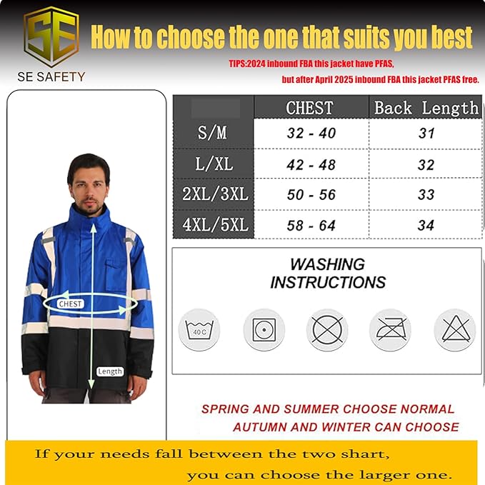 sesafety Hi Vis Rain Jacket, Rain Suits for Men Waterproof withBlack Bottom, Rain Coats for Men Interior Mesh, Class 3 HighVisibility Rain Gear,Removable Hood