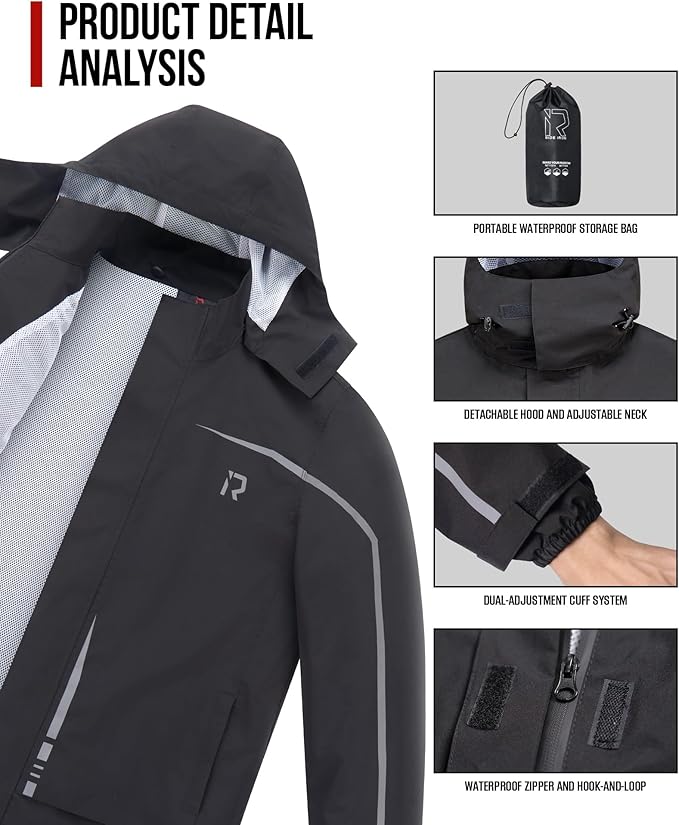 Rain Suit, Rain Gear for Men & Women Waterproof Jacket and Pants Breathable Reflective Raincoat for Motorcycle, Fishing, Golf
