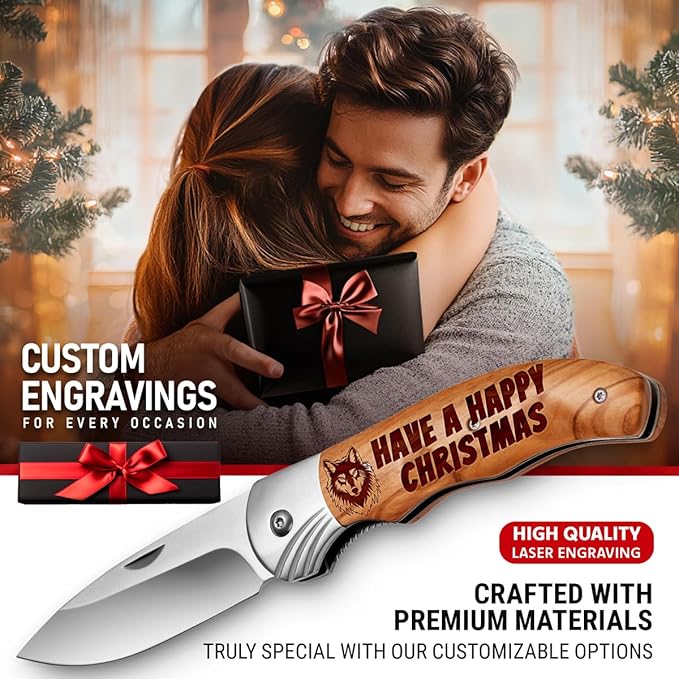 Custom Knife for Men and Women - Personalized Idea Gifts - Engraved Gifts for Dad Husband Boyfriend Wife Girlfriend - Customized Pocket Knives for Birthday - Best Unique Present 6651 PS 2V