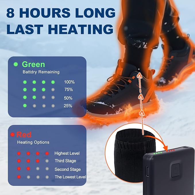 Heated Socks, Electric Heated Socks for Men Women, Electric Heated Foot Warmer, Rechargeable Heated Socks Work Up to 8 Hours, Washable Heating Socks with App Control for Winter Outdoor Skiing Hunting
