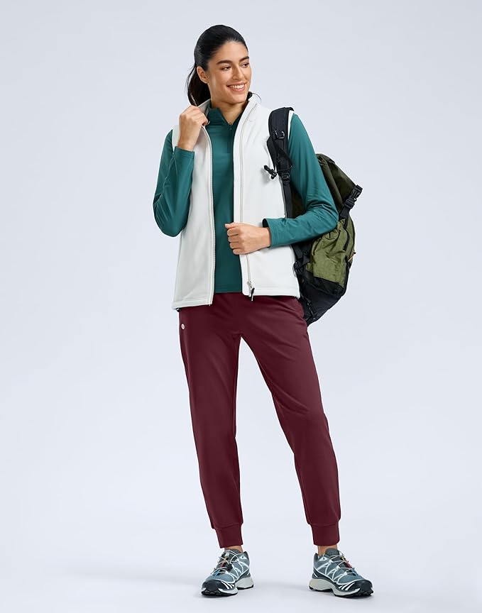 G Gradual Women's Fleece Lined Joggers Water Resistant Hiking Pants High Waisted Winter Thermal Sweatpants 3 Zipper Pockets