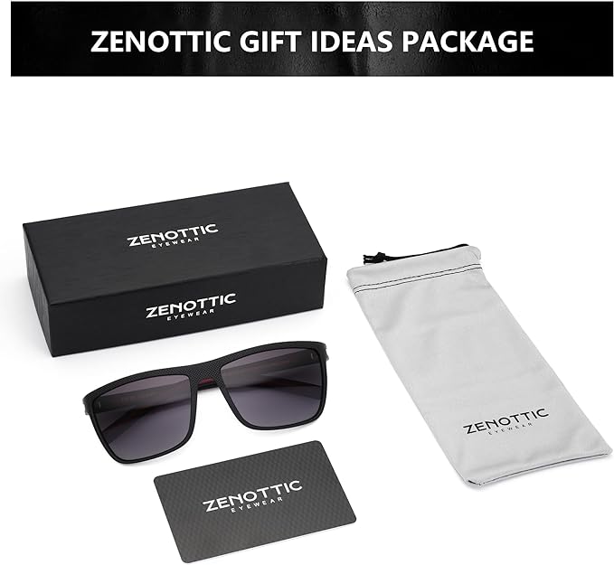 ZENOTTIC Polarized Sunglasses for Men Lightweight TR90 Frame UV400 Protection Square Sun Glasses