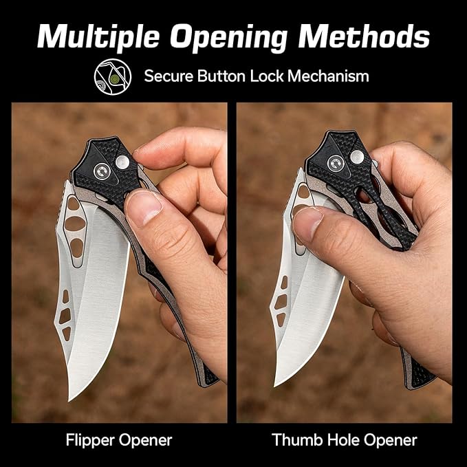 CIVIVI Pocket Knife for Men, Biophase Flipper Tactical Folding Knife, 3.48" Nitro-V Blade Aluminum with G-10 Handle, Lightweight Skeletonized EDC Knife for Camping Hunting, C23083C-3 (Black)