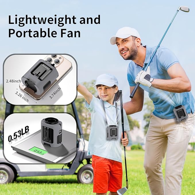 Socool Portable Waist Fan Clip on Wearable Belt, Mini Personal Fans Rechargeable, 4 Speeds 13000RPM, 25H Cooling Shirt Fan Battery Operated, Neck Fan Hanging for Outdoor Camping Travel Jobsite