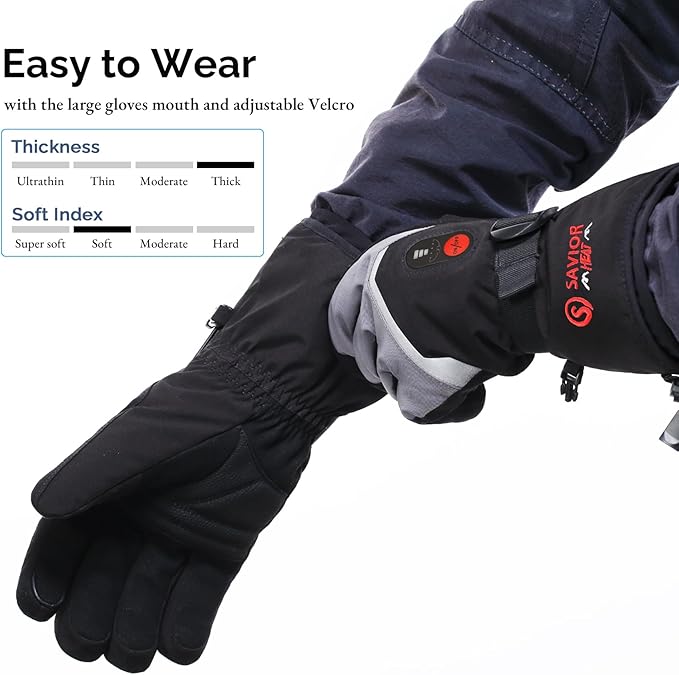 SAVIOR HEAT Heated Gloves for Men Women, 7.4v 2200mah Electric Rechargeable Battery Thick Warming Thermal Glove for Outdoor Skiing Motorcycle Hunting Hiking Camping Walking Dogs