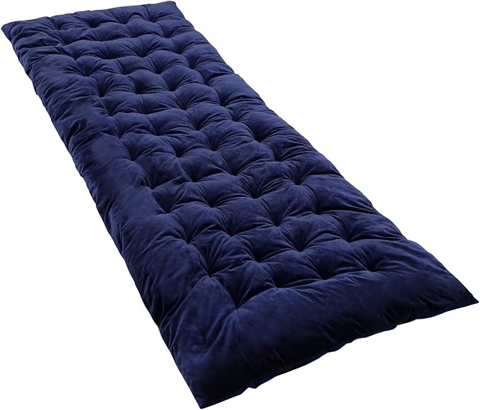 REDCAMP Folding Cot Pads for Sleeping Extra Thick, Soft Comfortable Velvet & Corduroy Cotton Camping Cot Mattress Pad for Backpacking Hiking, Black Blue Brown Grey 75x30 inches