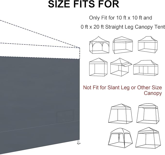 SANWAY Instant Canopy Tent Sunwall,10x10 Canopy Sidewalls with Silver Coating (Dark Gray, 10'x10')