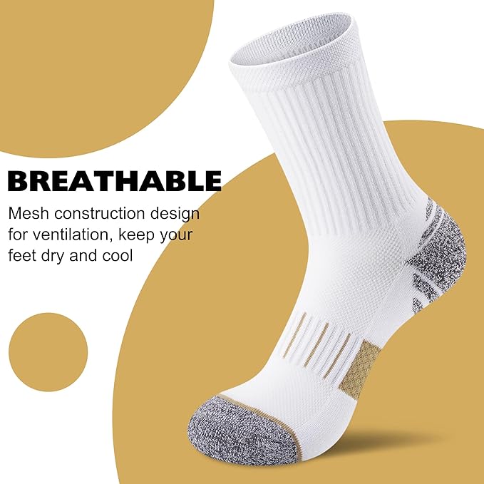 Crew Socks for Women,Athletic Hiking Running Compression Socks with Cushioned Support 3-6 Pairs