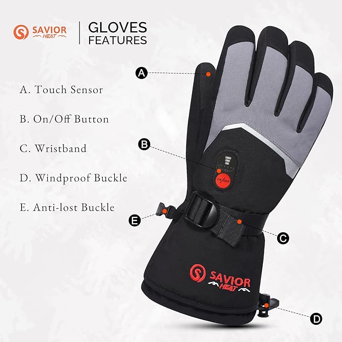 SAVIOR HEAT Heated Gloves for Men Women, 7.4v 2200mah Electric Rechargeable Battery Thick Warming Thermal Glove for Outdoor Skiing Motorcycle Hunting Hiking Camping Walking Dogs