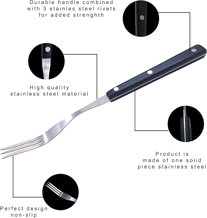 WALLFARM Granny Forks 2-Piece Set - Pro-Grade Stainless Steel - Heat-Resistant BBQ Meat Fork - Ideal for Serving, Cooking, Turning, Roasting, Shredding, Barbecue - 10" & 12"