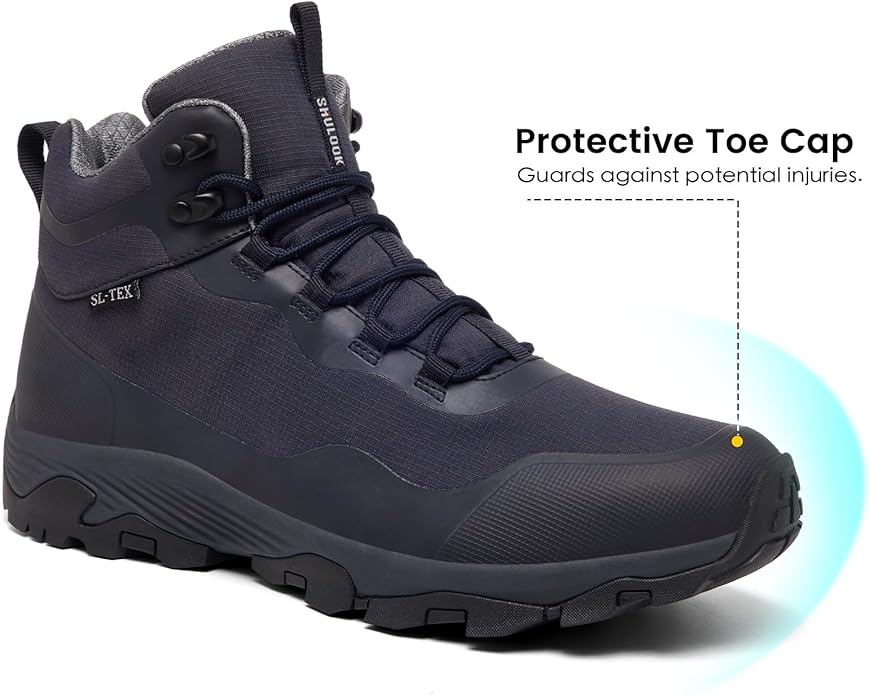 SHULOOK Men's Waterproof Hiking Boots Outdoor Lightweight Breathable Trekking Camping Mountaineering Shoes