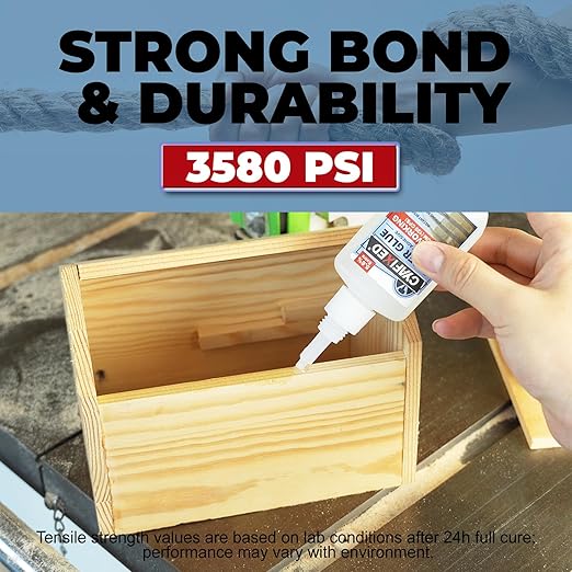 Wood Super Glue 113.6 Gram 4oz, Clear Instant Medium Cyanoacrylate Adhesive Liquid for Woodworking Wooden Crafts Furniture Repairs, All Purpose Strong CA Glue for Metal Glass Plastic Ceramic Leather