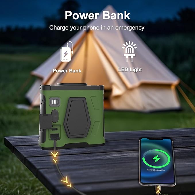 Portable Waist Fan,10000mAh Waist Fan Clip On with 100 Levels Speeds,16000RPM Strong Airflow, LED Display, Neck Hands-Free 40H Cooling For Outdoor Camping Travel (Green)