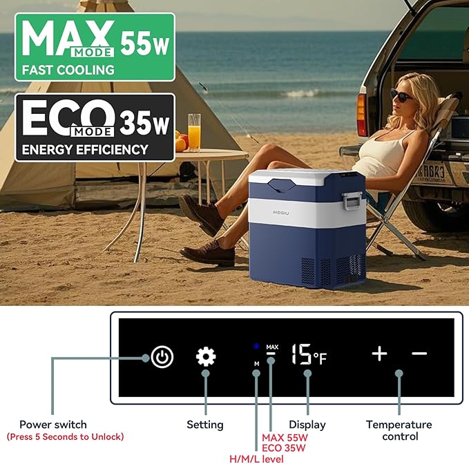 12 Volt Refrigerator Car Fridge Portable 12V 45 Quart Freezer Compressor Cooler 12V/24V DC 110~240 V AC for Truck Van RV Camper SUV and Home Use