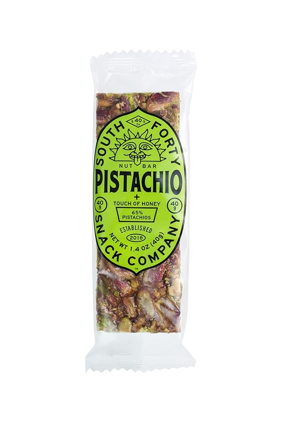 South 40 Snacks Crunchy Pistachio Bar, Just 4 Ingredients, Touch of Honey (40g Bar, Pack of 12)
