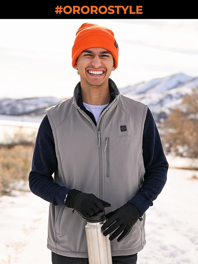 ORORO Men's Heated Softshell Vest with Battery, Soft Shell Heated Golf Vest for Men (Charger Not Included)