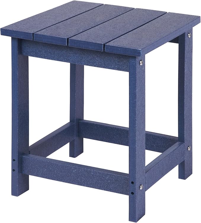 LZRS Adirondack Square Outdoor Side Table for Patio, Pool Composite Patio Table,HDPE End Tables for Backyard,Pool, Indoor Companion, Easy Maintenance & Weather Resistant(Dark Blue)